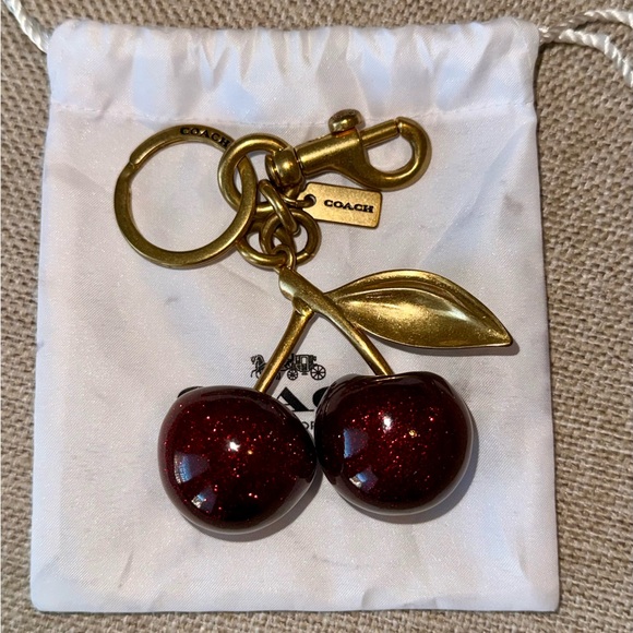 Coach Red Cherry Keychain with Gold Details - Picture 2 of 3
